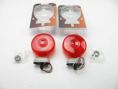 (x2) Truck-lite 3854D Knock Down, Incandescent, Red/Yellow Round, Pedestal Light