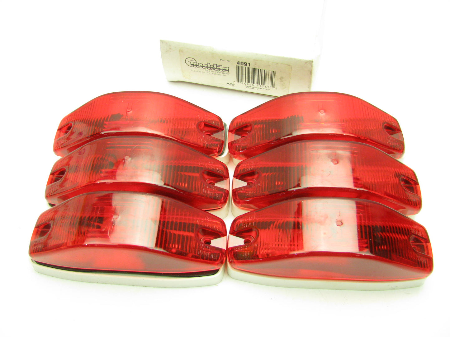 (x6) TRUCK-LITE 4091-Turn Signal Light - Incandescent, Red Oval Lens,
