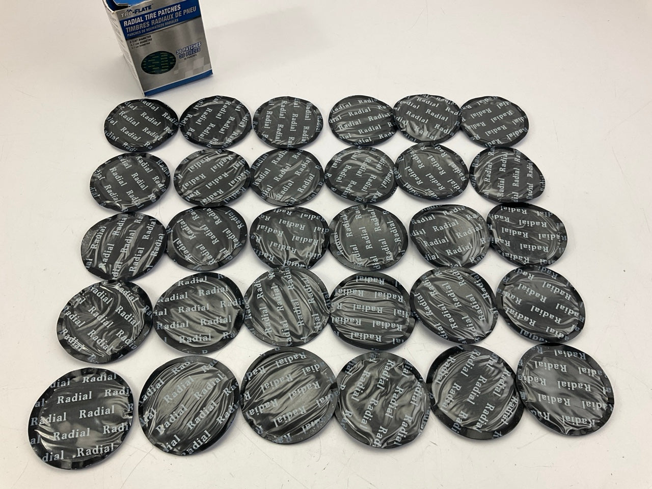 Tru-Flate 14-137 Radial Car Tire Repair Patches, 2-1/4'', Black - Box Of 30 Pcs