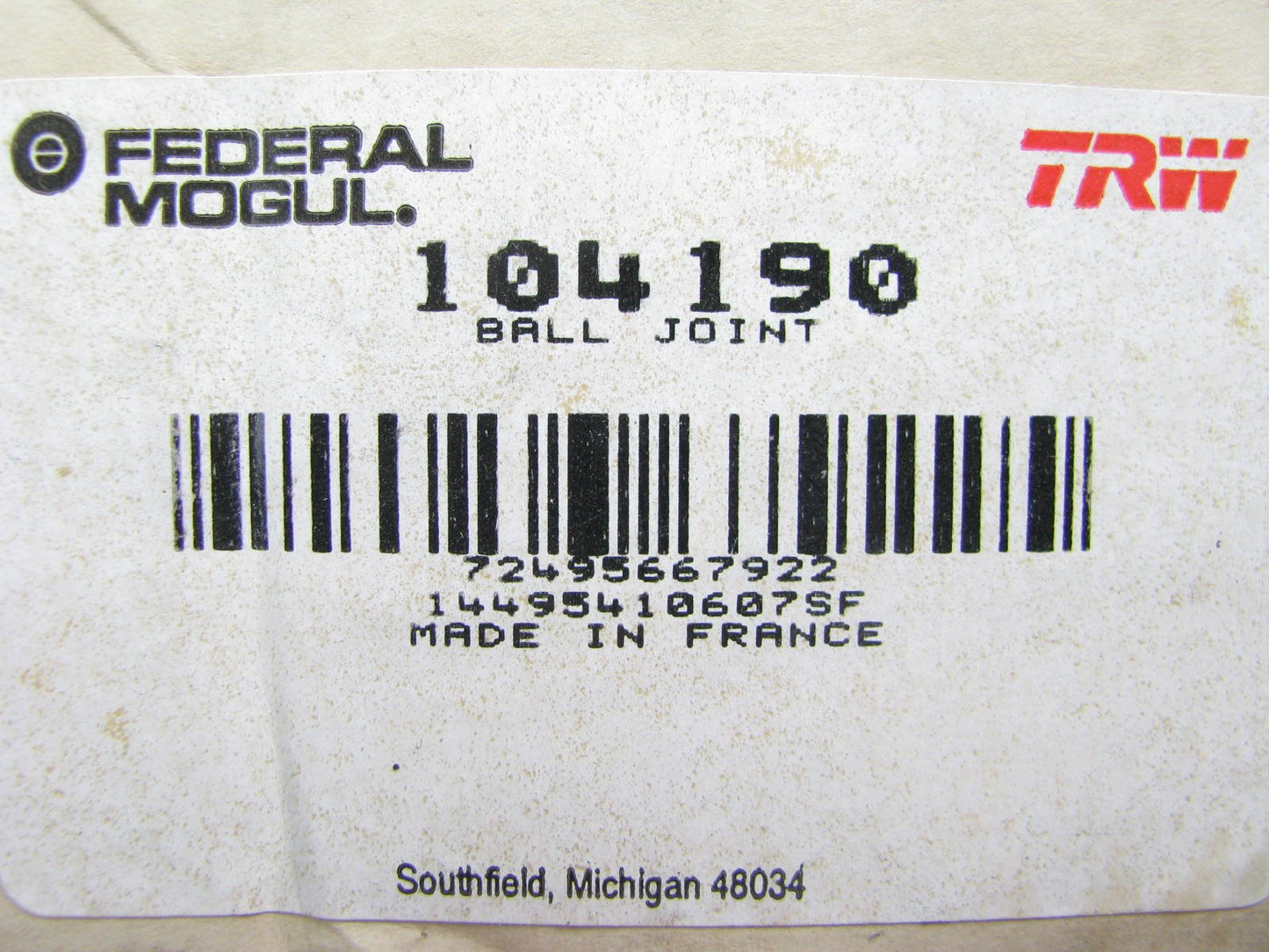TRW 104190 Front Suspension Lower Inner Ball Joint