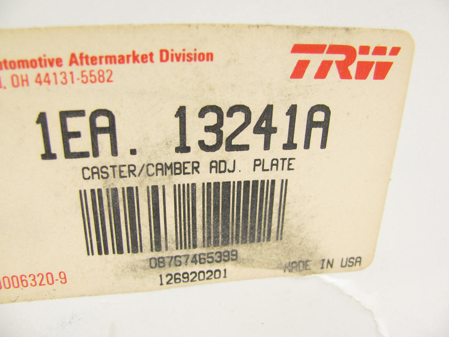 TRW 13241A Front Upper Suspension Alignment Camber Caster Plate - 1-1/4 Degree