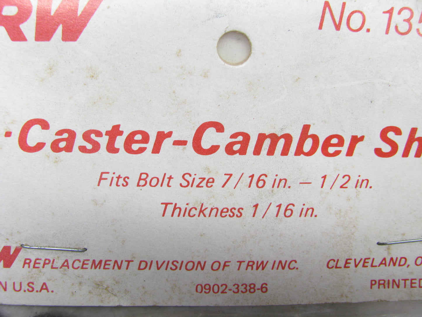 TRW 13502 Caster / Camber Shims - 25 Pack - 1/16'' Thick, Bolt Size 7/16''-1/2''