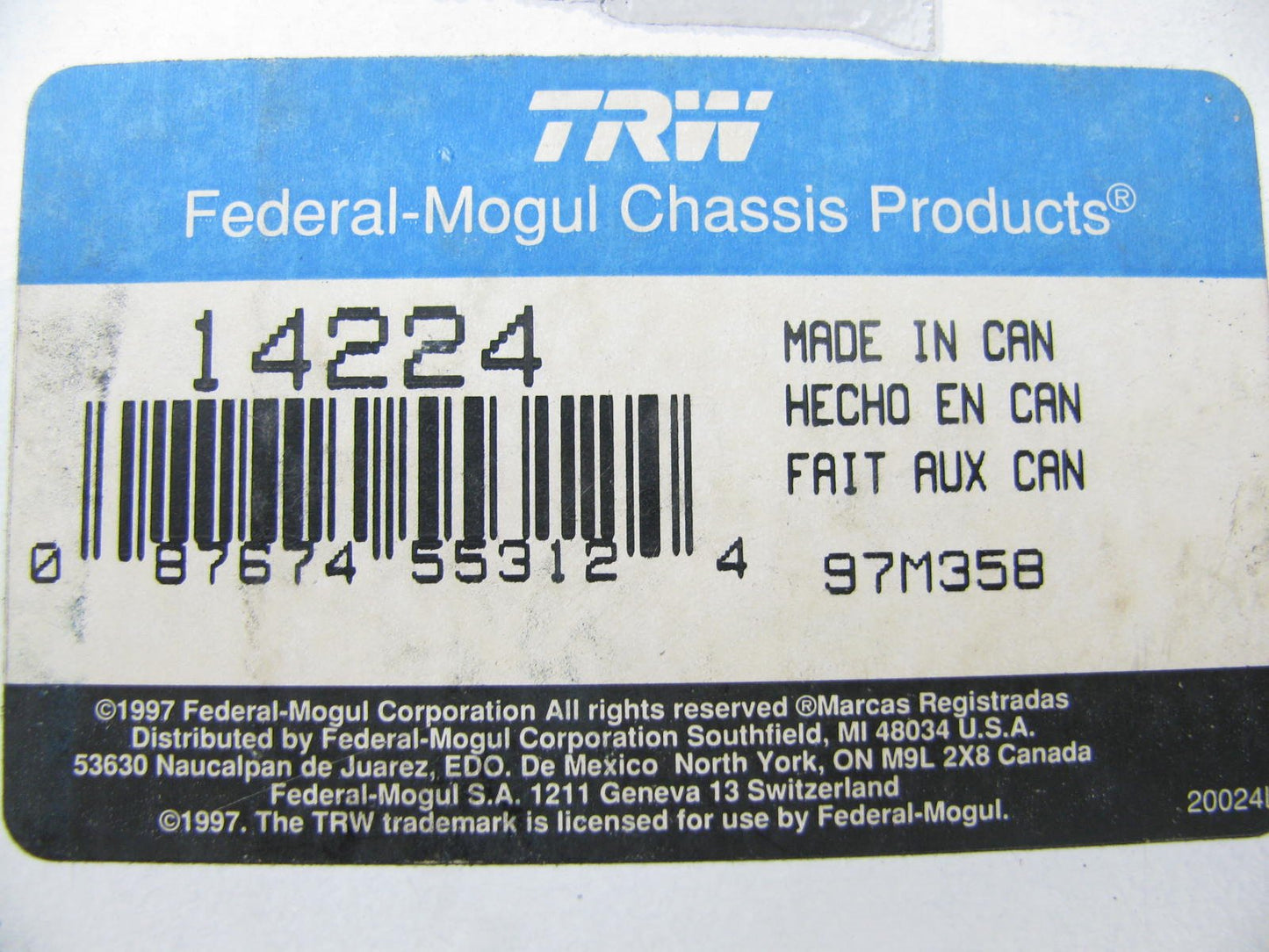 TRW 14224 Front Upper Strut Mount Bearing For 1988-1992 Lincoln Continental