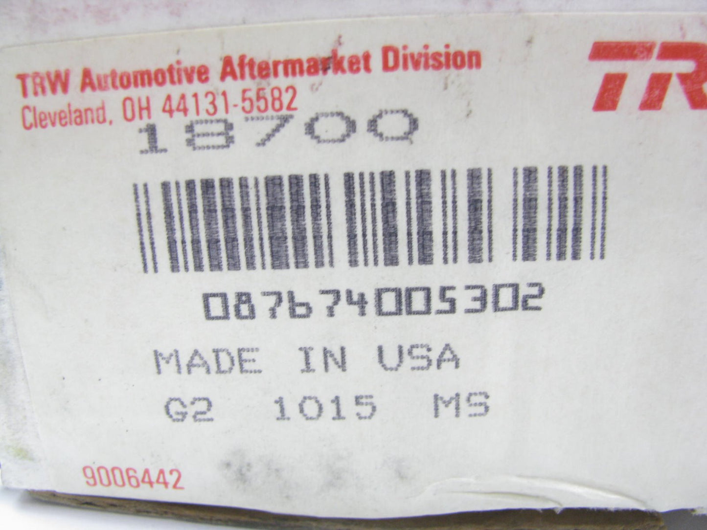 TRW 18700 Steering Idler Arm (w/ Power Steering ONLY)