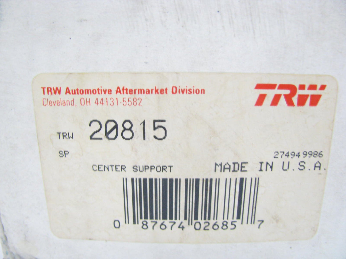 TRW 20815 Drive Shaft Center Support Bearing