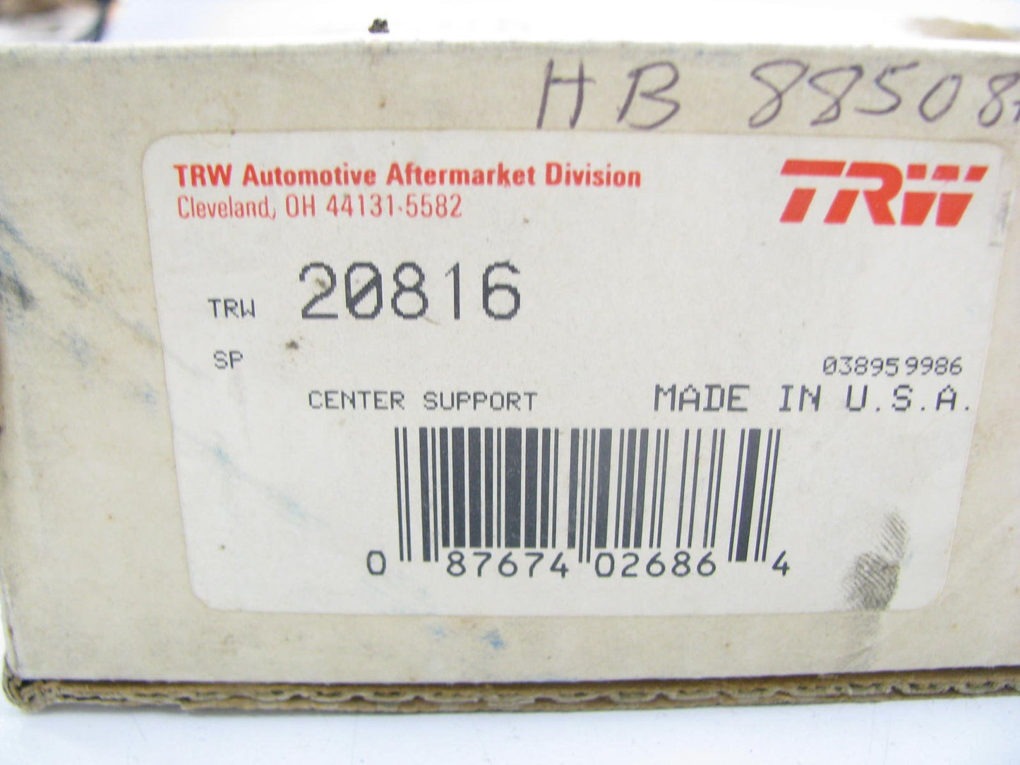 TRW 20816 Drive Shaft Center Support Bearing