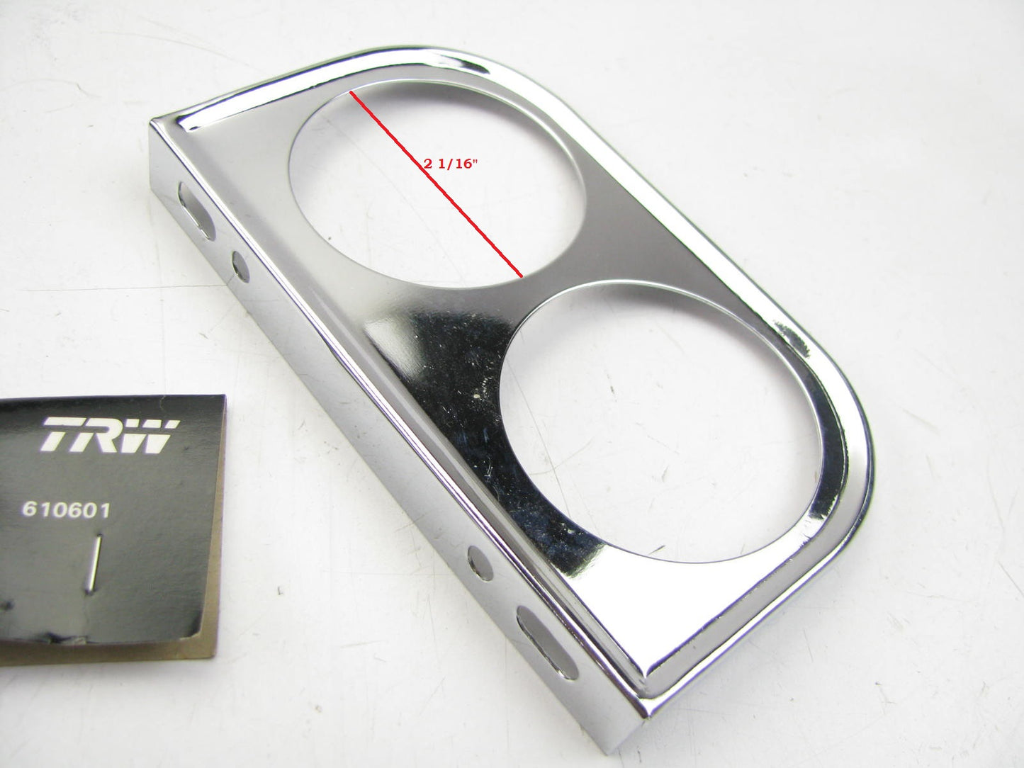 TRW 610601 Universal 2-1/16'' Double Gauge Trim Bezel Pod Under Dash Chrome