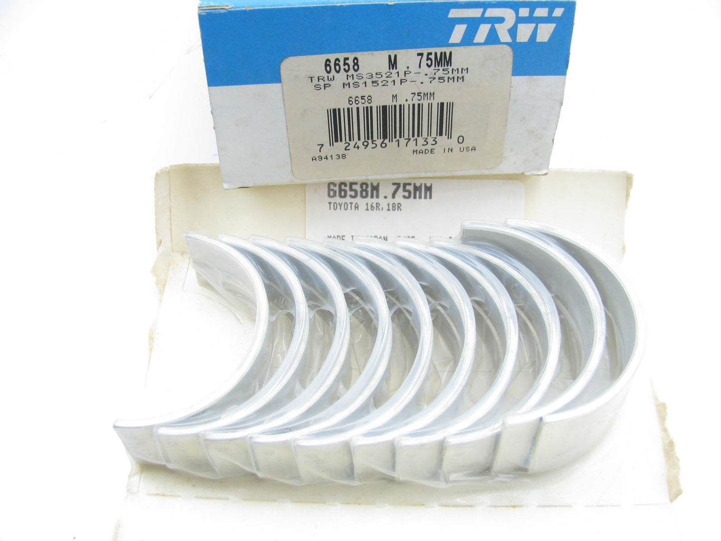 TRW 6658M-75MM Main Bearings .75mm 1970-1971 Toyota 1.9L 8RC Engine