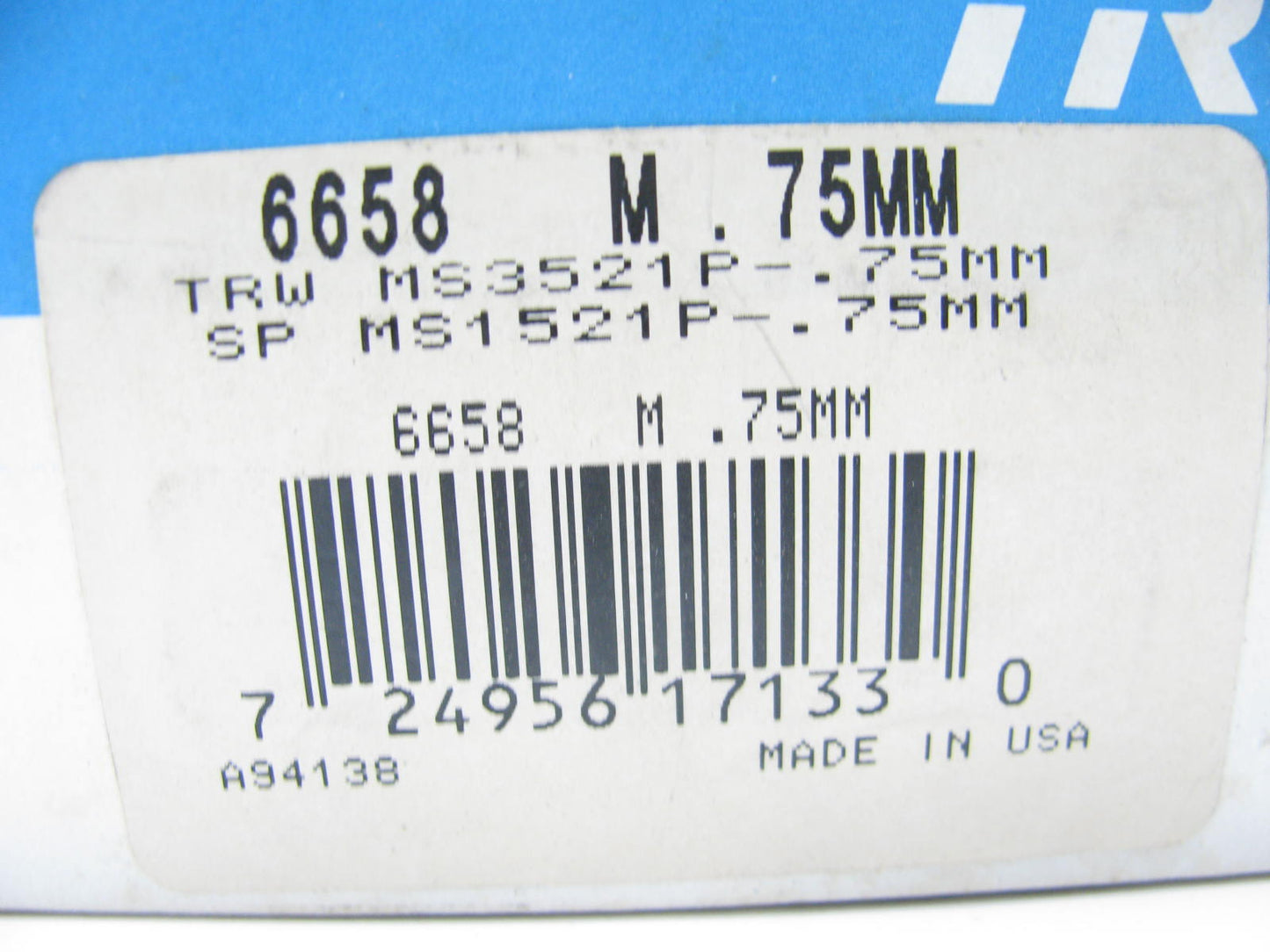 TRW 6658M-75MM Main Bearings .75mm 1970-1971 Toyota 1.9L 8RC Engine