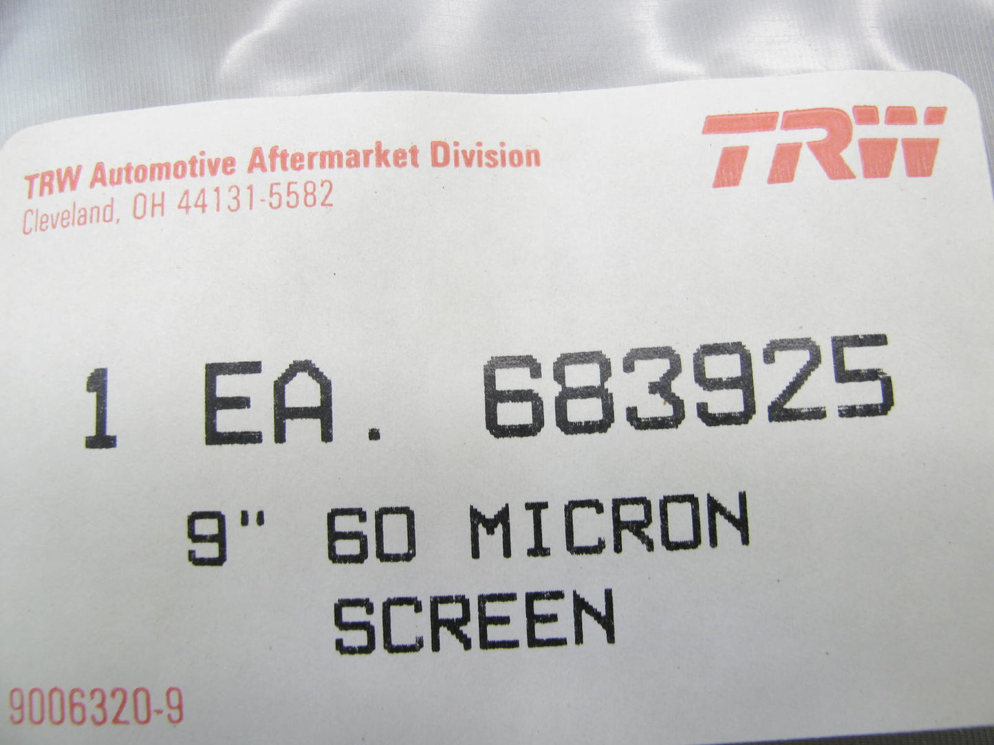 TRW 683925 Replacement Oberg Filter Screen Element - 9'' Diameter 60 Micron