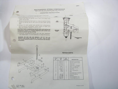 BRANICK MACPHERSON STRUT CLAMSHELL MANUAL SPRING COMPRESSOR TOOL