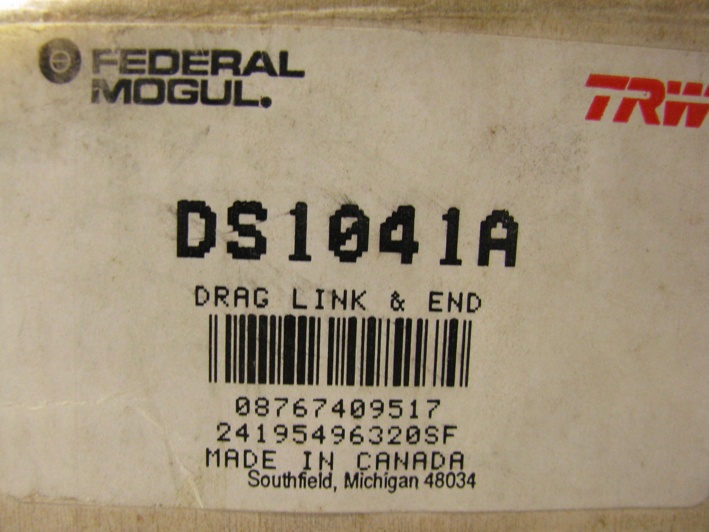 TRW DS1041A Steering Center Drag Link - 1985 Ford Ranger 4X4 2.3L TURBO DIESEL