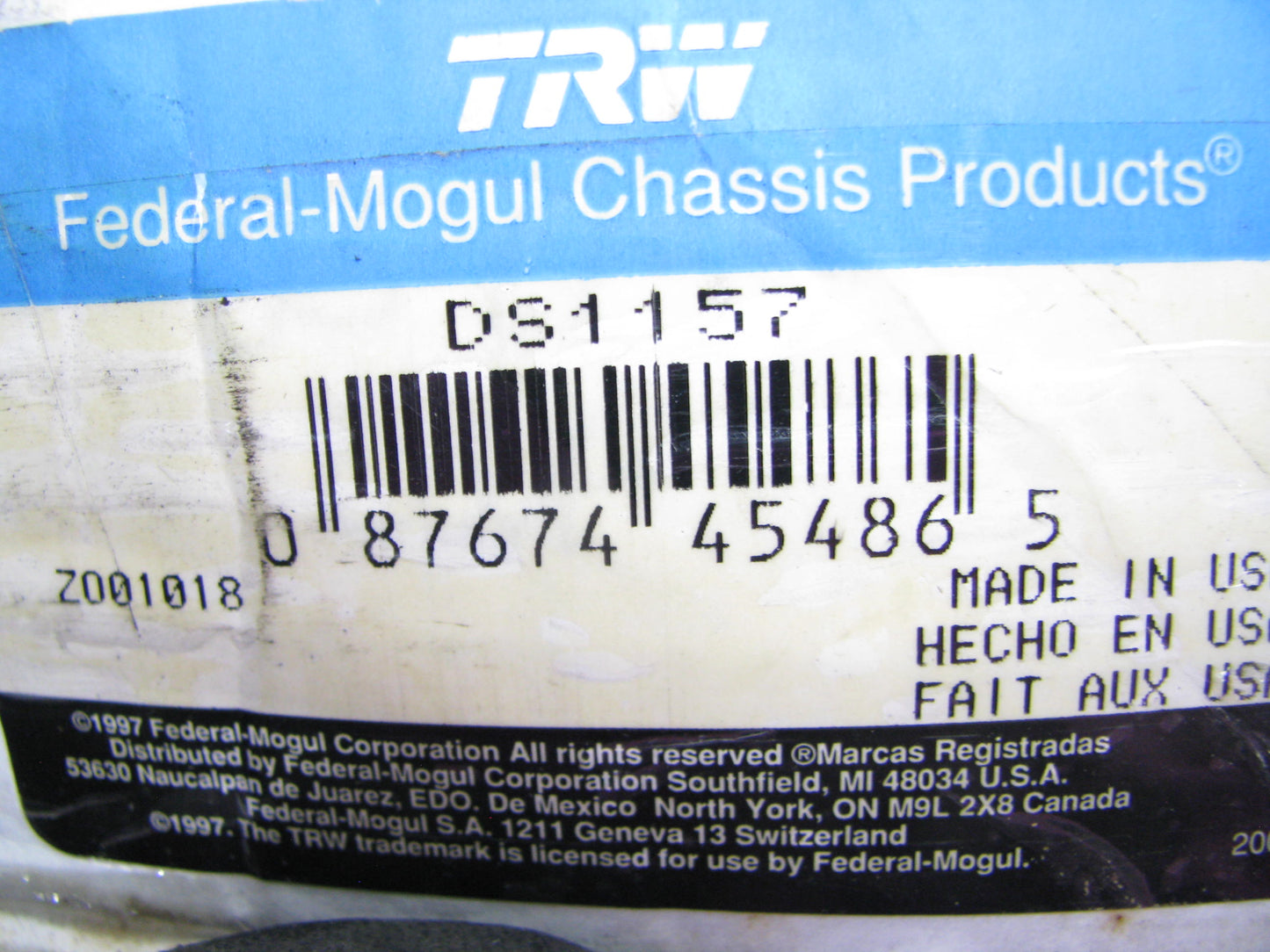 DAMAGED BOOTS - TRW DS1157 Steering Center Link For 1987-90 Nissan Pathfinder