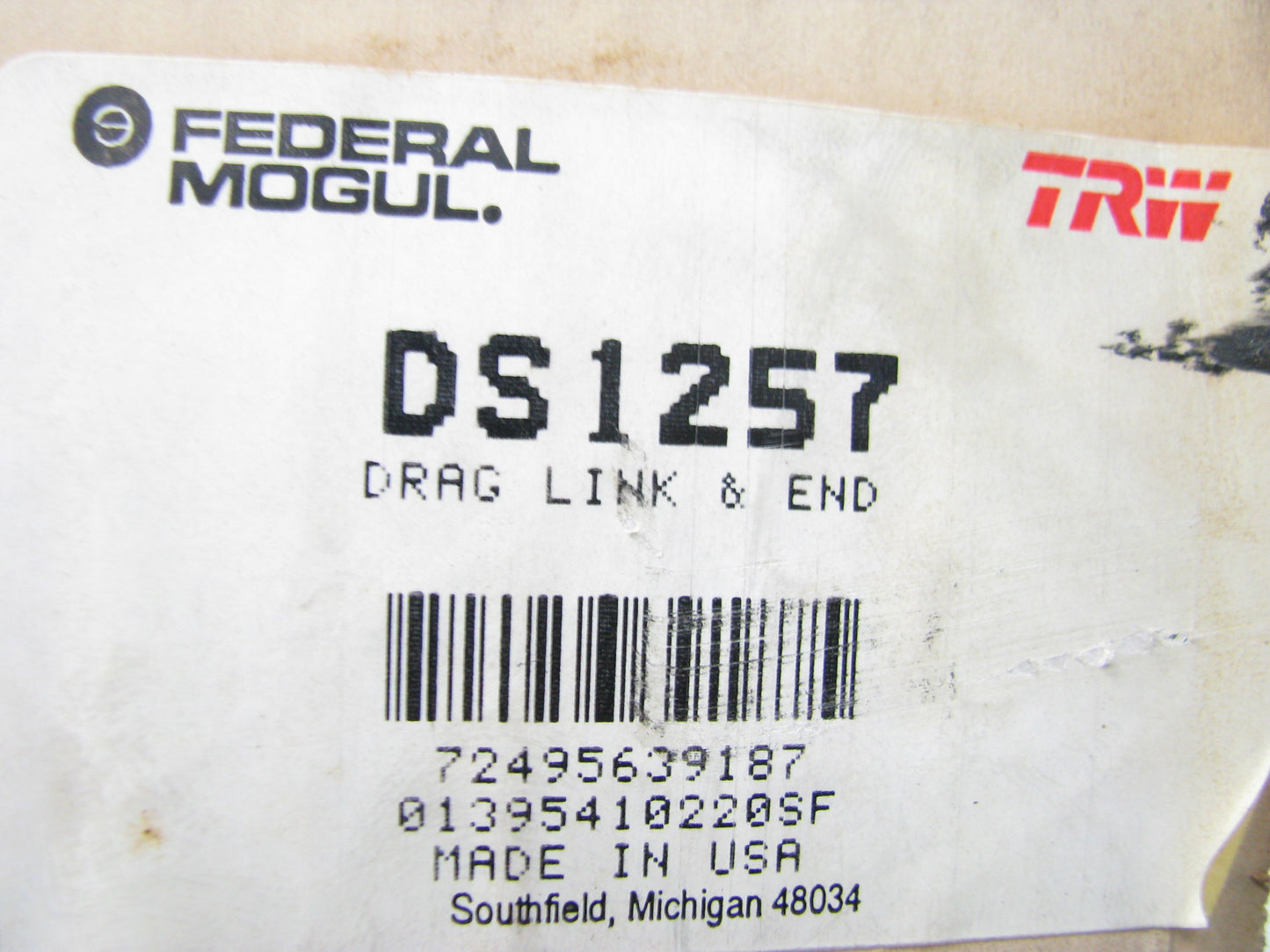 TRW DS1257 Steering Drag Link - 40.82'' Centers, 0.664'' Stud Diameter