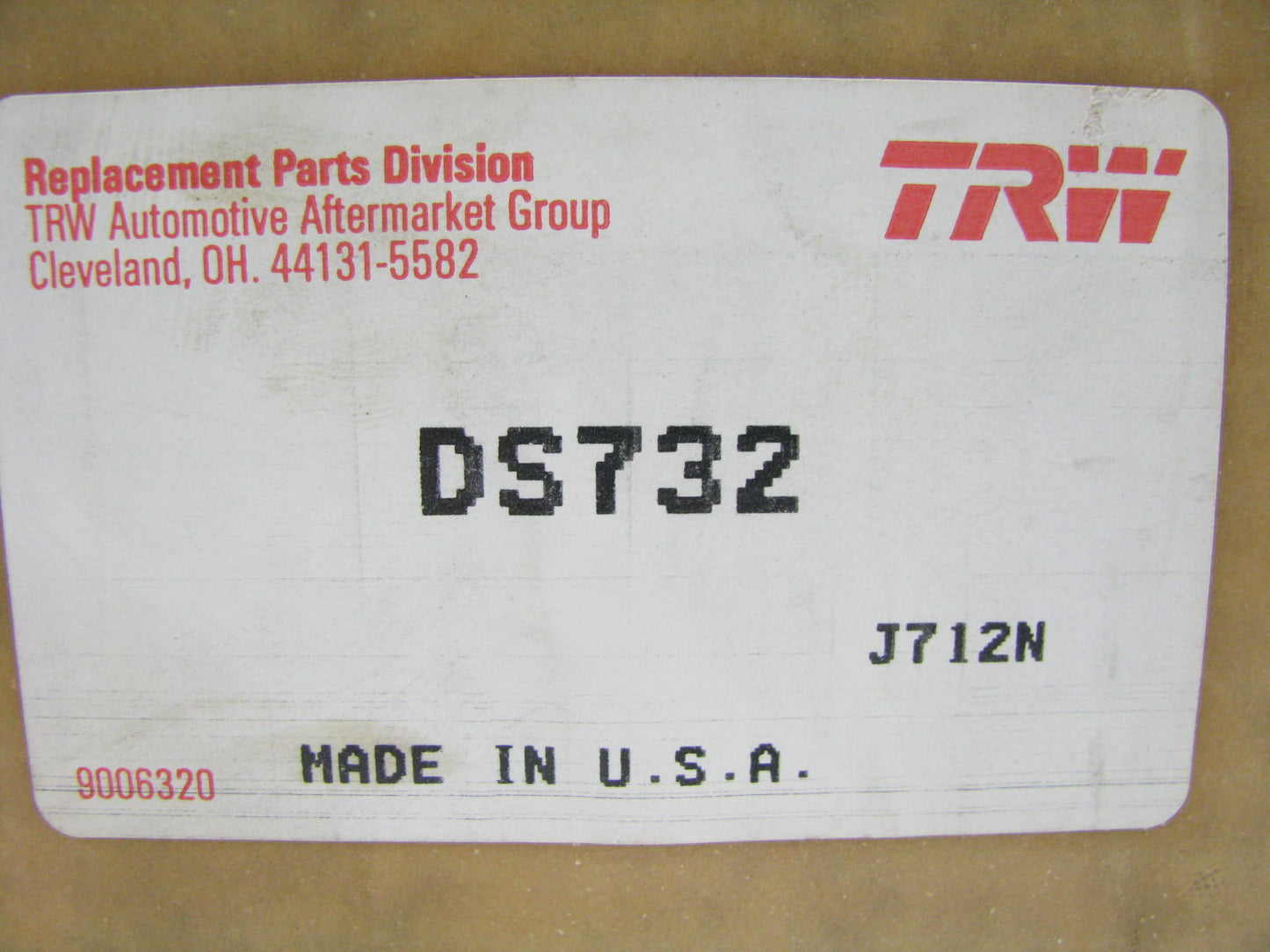 TRW DS732 Steering Tie Rod End - Front Inner - 1965-1970 Cadillac
