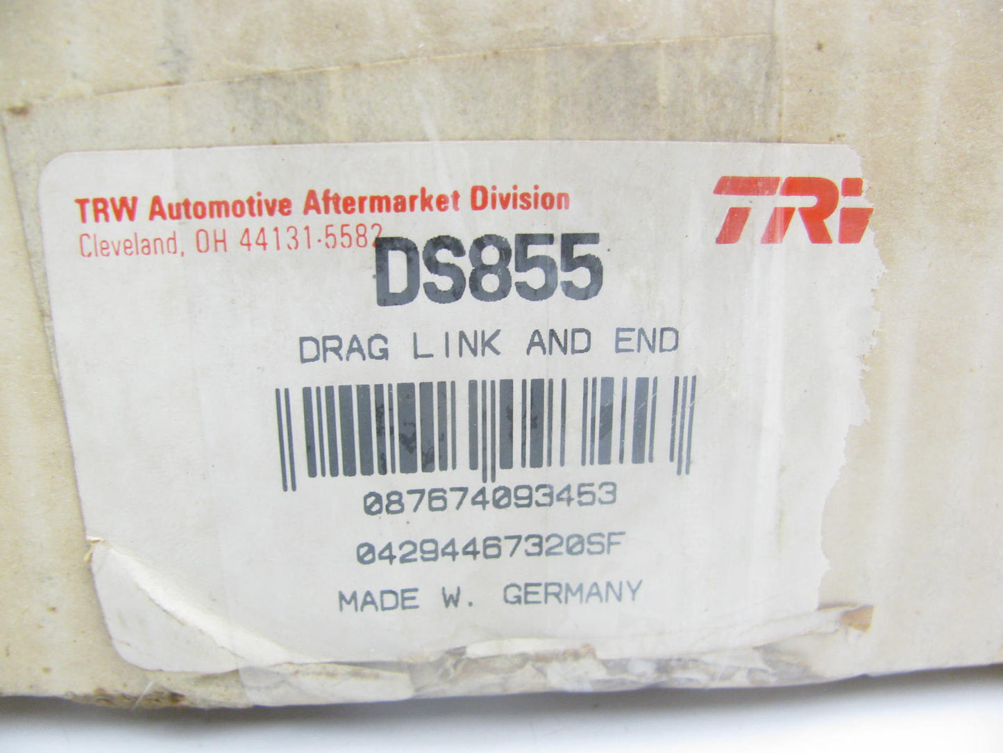 NO BOOTS - TRW DS855 Steering Center Link 1973-74 VW Super Beetle 1974 Beetle