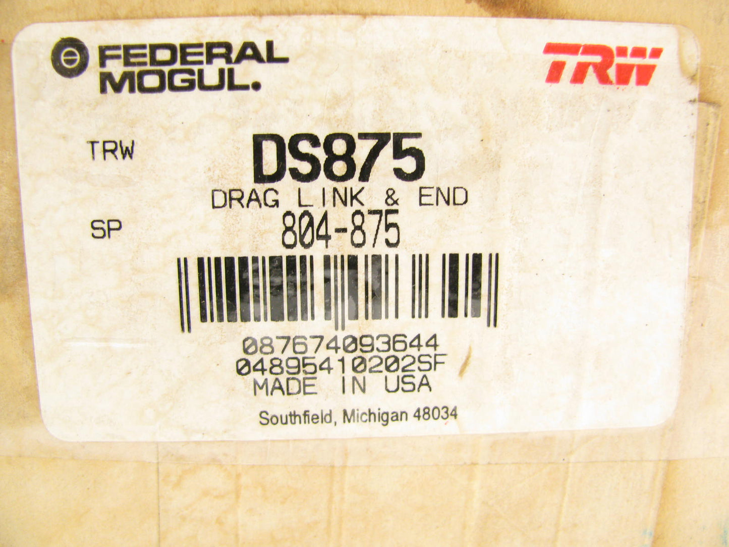 TRW DS875 Steering Drag Link For 1973-1977 Ford W900  WT900 HD Truck