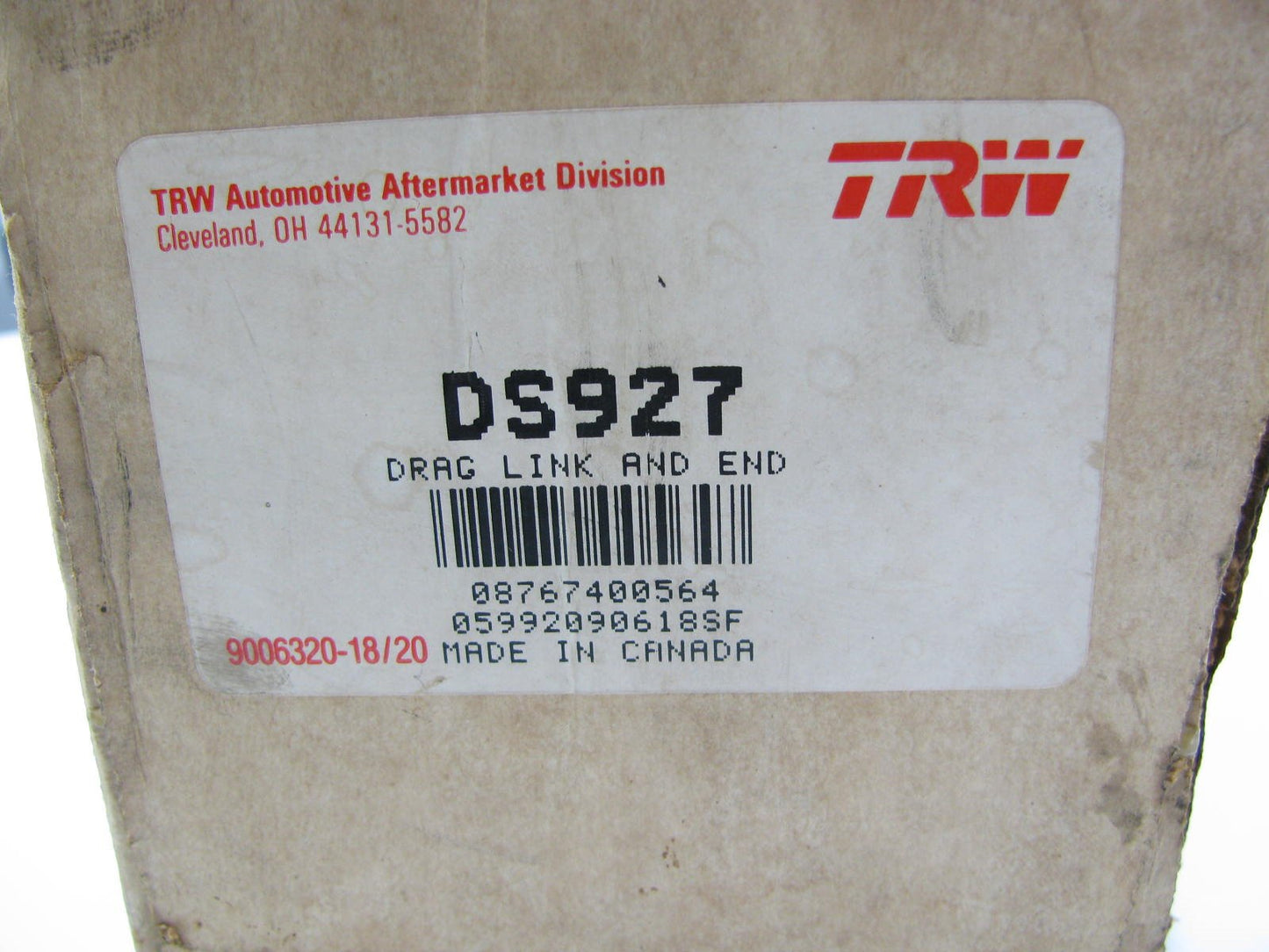 TRW DS927 Left Inner Tie Rod End For 1980-1990 Ford F150 F250 F350 2WD