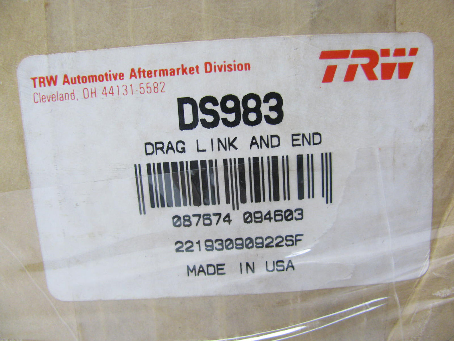 TRW DS983 Drag Link & End 1978-1980 Chevy GMC T65 W60 W6N W70 W7N T6500 W7500