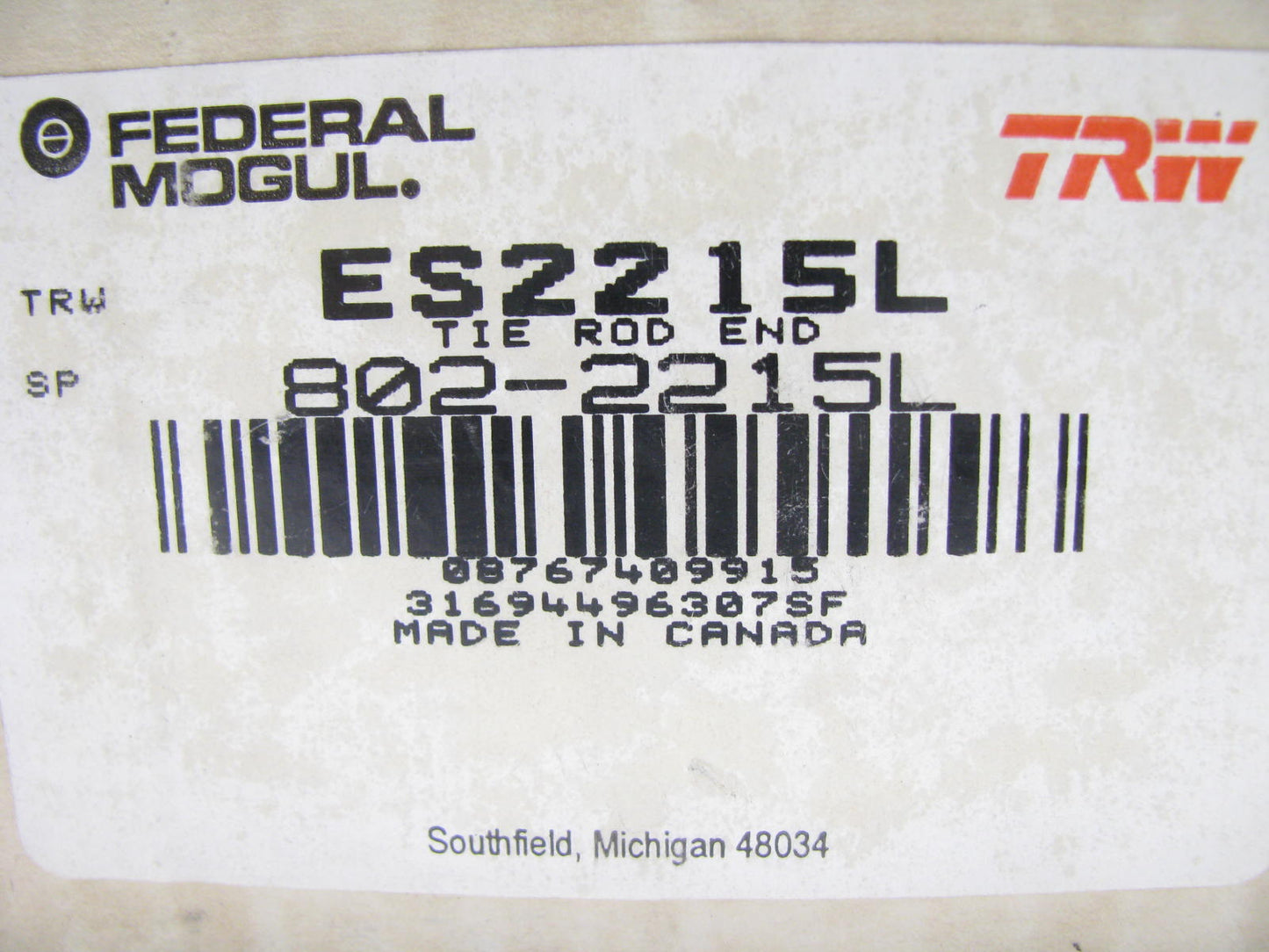 TRW ES2215L Front Left Outer Steering Tie Rod End 1994-97 B3000 B4000 4WD ONLY