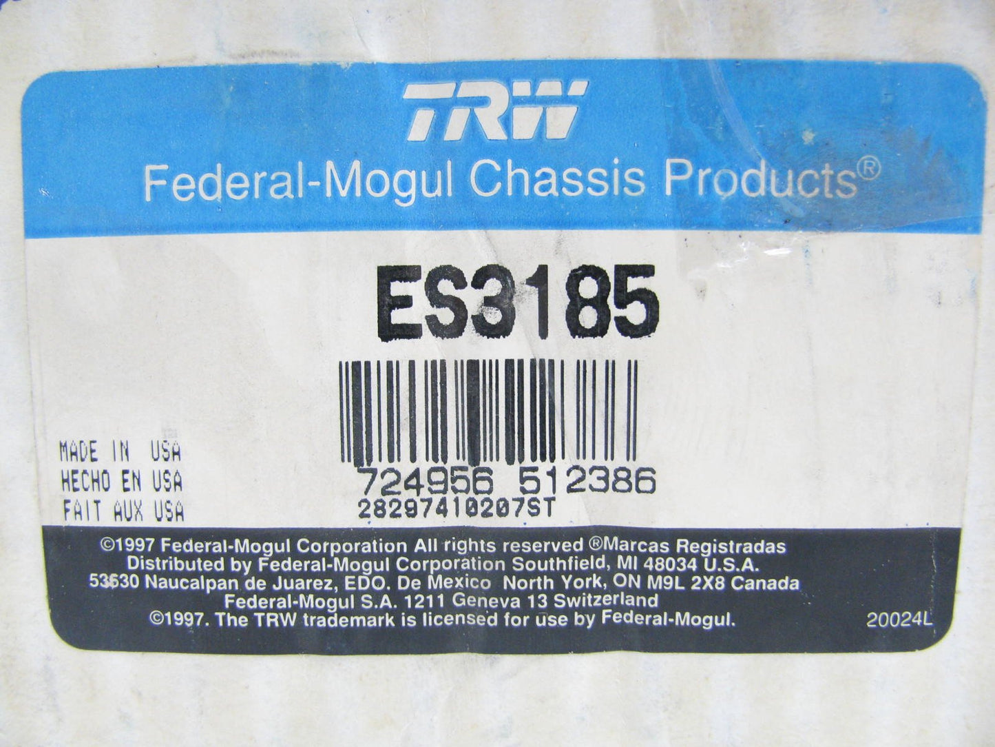 TRW ES3185 Front Left Outer Steering Tie Rod End 1991-2002 Chevrolet GMC C3500