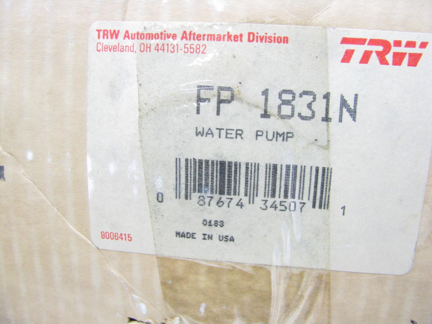 TRW FP1831N Engine Water Pump 82-85 GM 260 V6 DIESEL ONLY