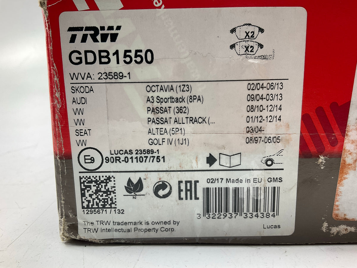 TRW GDB1550 Front Disc Brake Pads For 2007-16 Volkswagen EOS