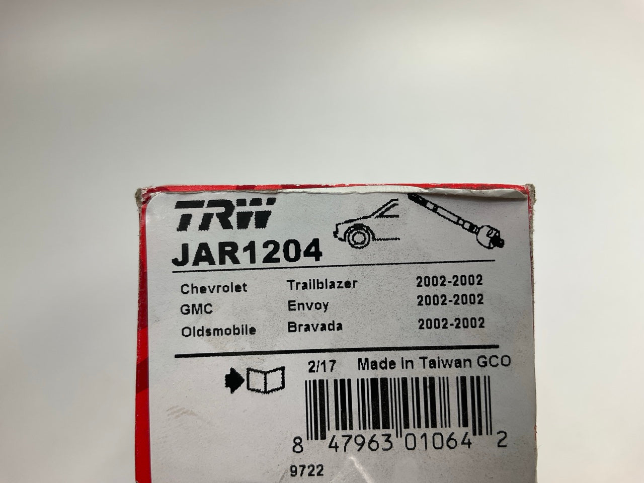 (2) TRW JAR1204 Front Inner Steering Tie Rod End