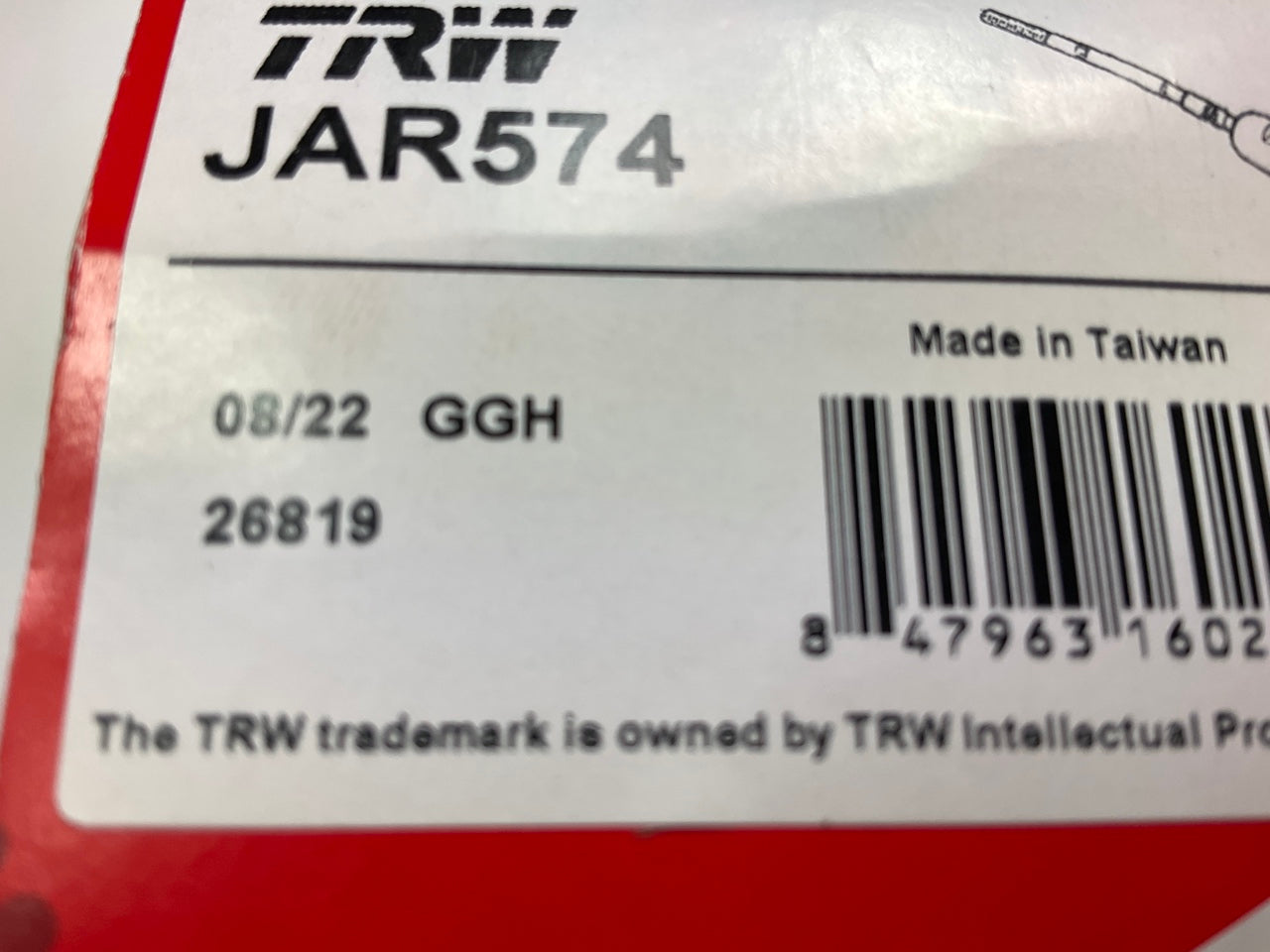 TRW JAR574 Front Inner Steering Tie Rod End