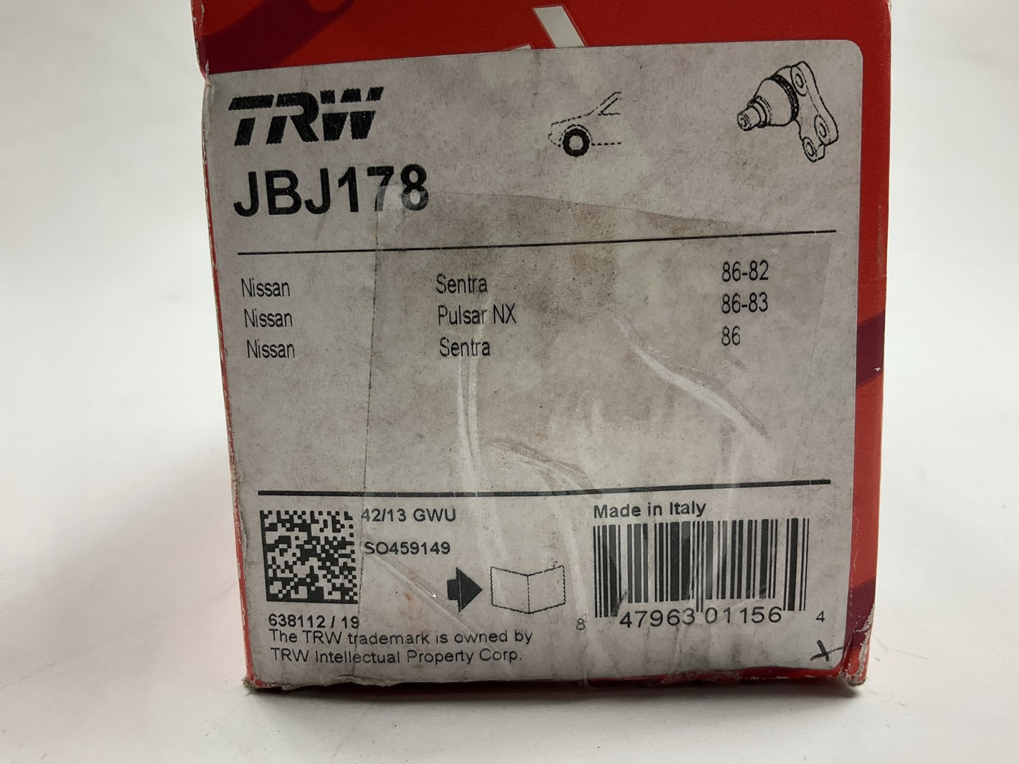 (2) TRW JBJ178 Front Suspension Ball Joint For 1983-86 Nissan Pulsar NX, Sentra