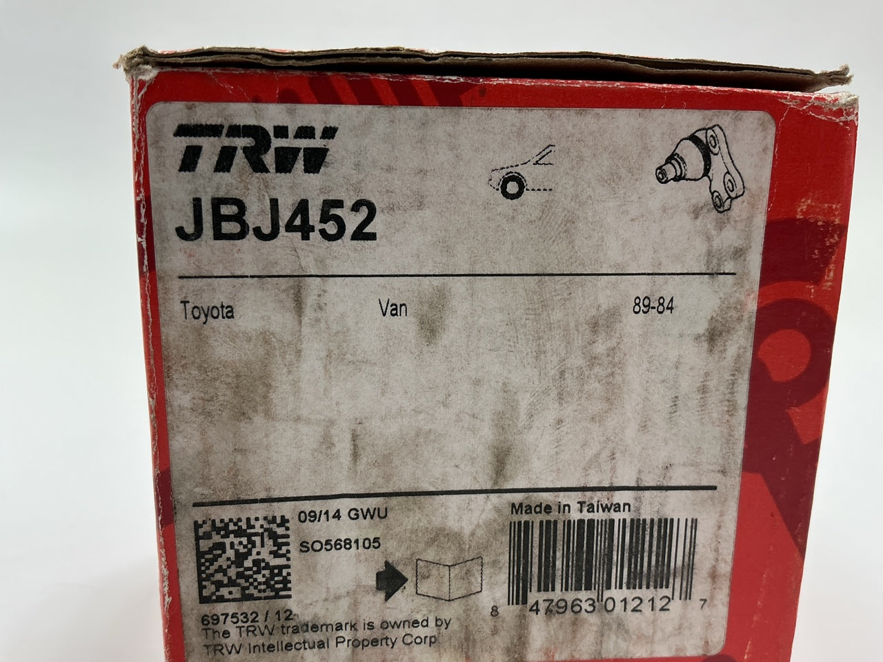 (2) TRW JBJ452 Front Upper Suspension Ball Joint For 1985-1989 Toyota Van