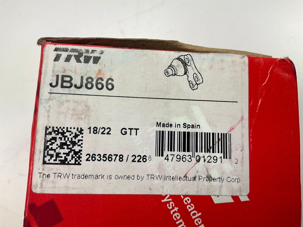 TRW JBJ866 Front Upper Suspension Ball Joint (3 Bolt Mount)