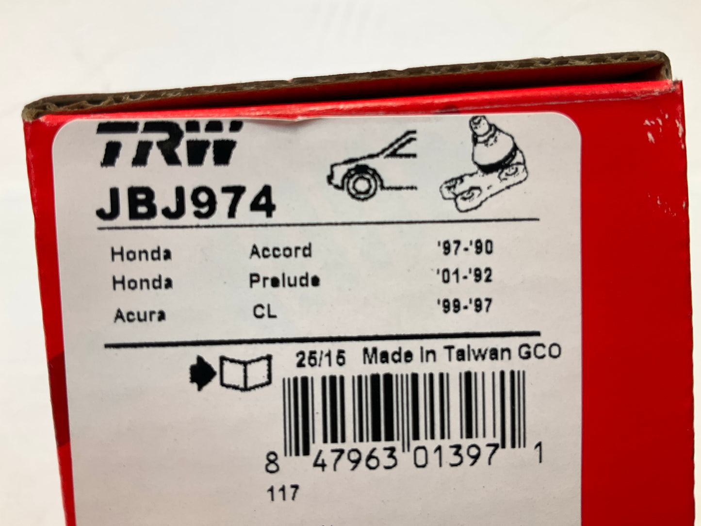 (2) TRW JBJ974 Front Upper Ball Joints 1995-1998 Honda Odyssey, 1990-1997 Accord