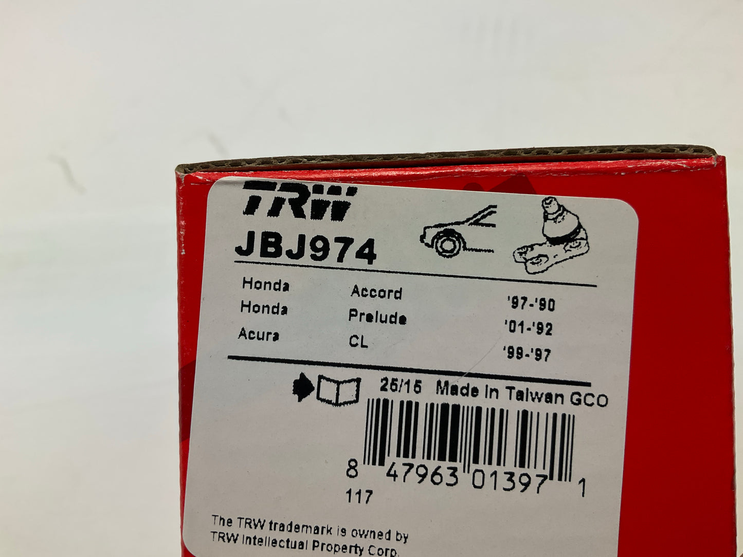 TRW JBJ974 Front Upper Ball Joint - 1995-1998 Honda Odyssey, 1990-1997 Accord