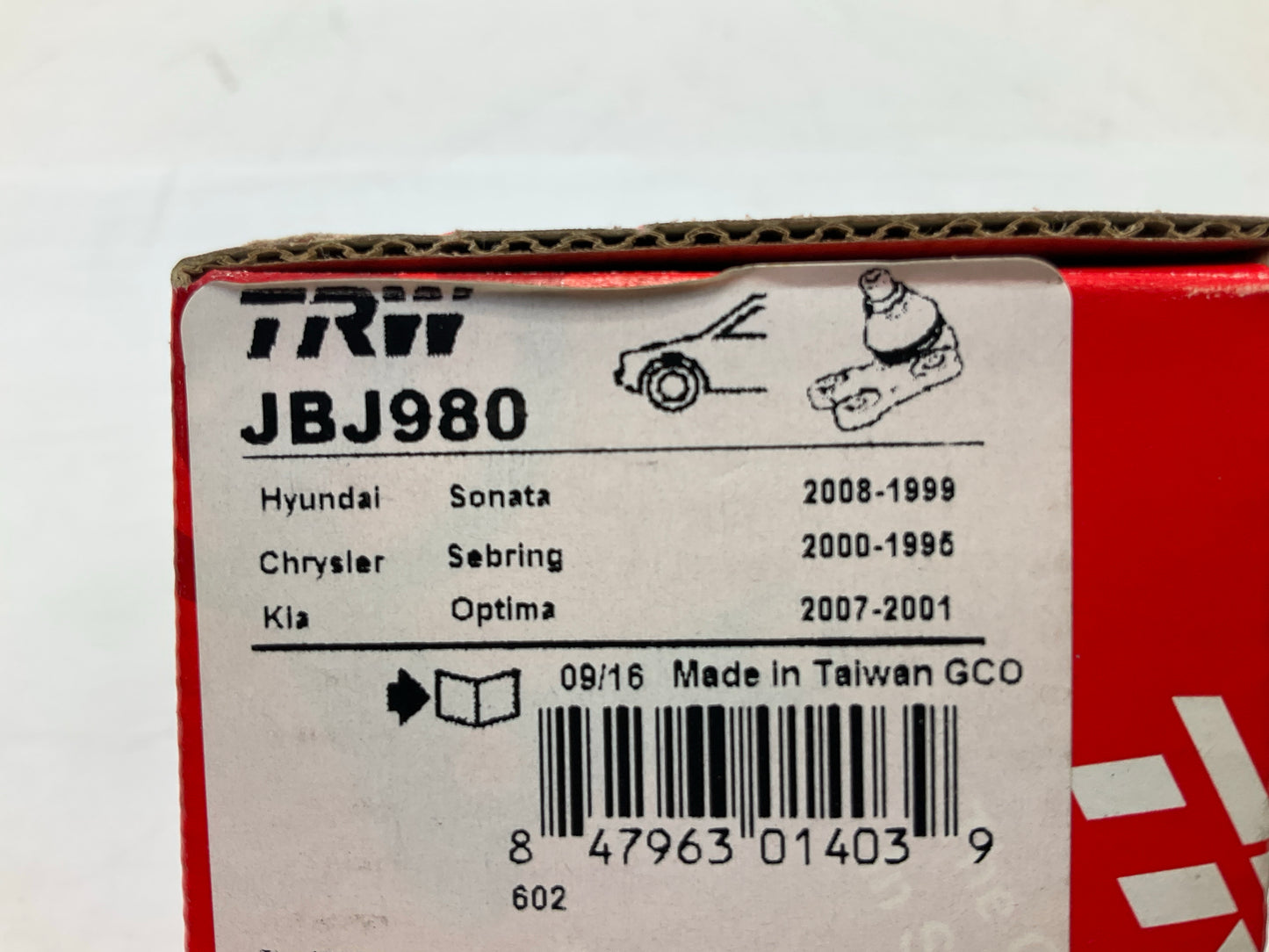 (2) TRW JBJ980 Front Upper Adjustable Ball Joints For 1999-2010 Hyundai Sonata