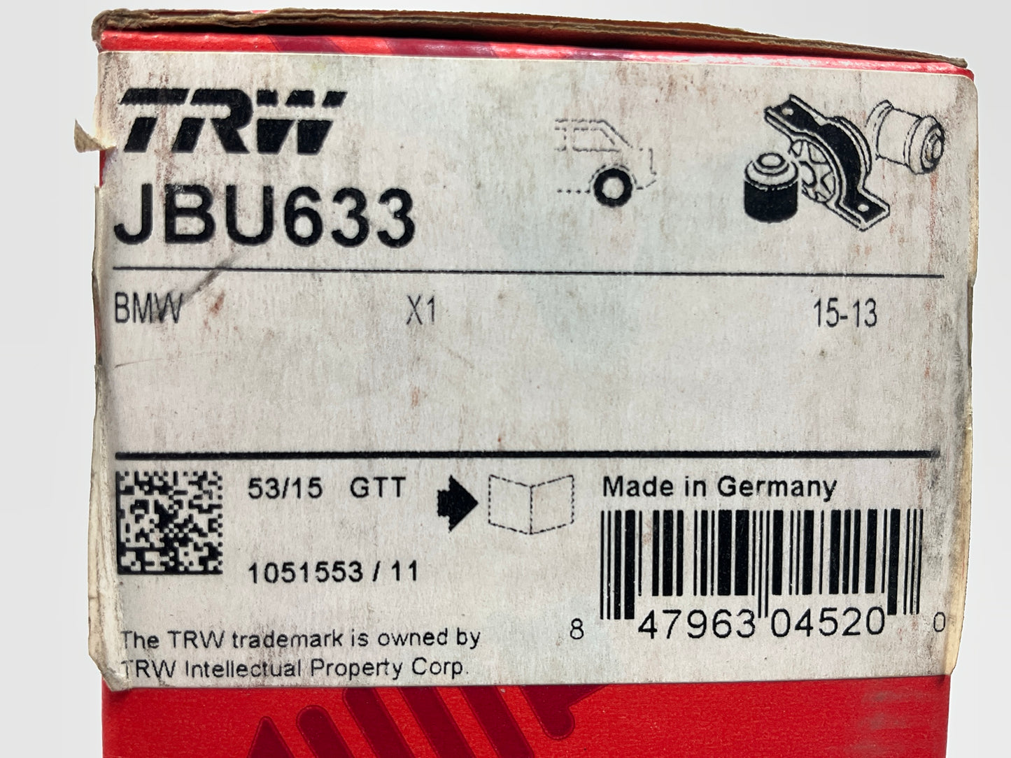 TRW JBU633 Rear Upper Center Inner Control Arm Bushing For 2013-2015 BMW X1