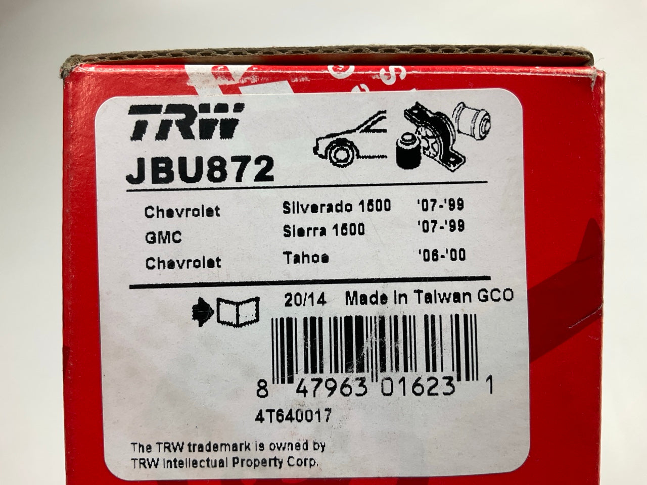 TRW JBU872 Suspension Control Arm Bushing Kit, Front Upper