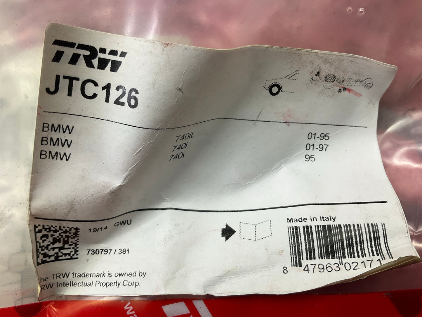 TRW JTC126 Suspension Control Arm And Ball Joint, Front Left Lower Rearward