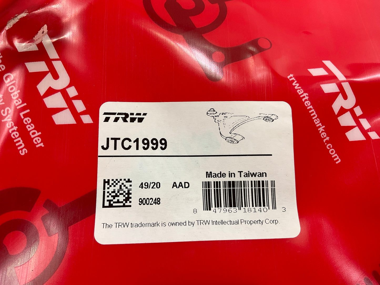 TRW JTC1999 Suspension Control Arm And Ball Joint Assembly, Front Upper