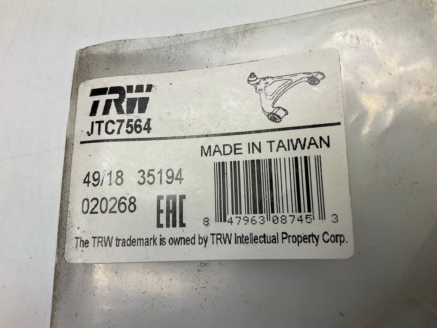 TRW JTC7564 Suspension Control Arm And Ball Joint Assembly, Front Lower Forward