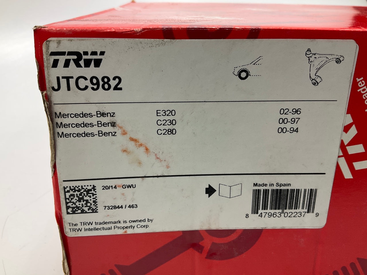 TRW JTC982 Front Right Upper Suspension Control Arm And Ball Joint Assembly