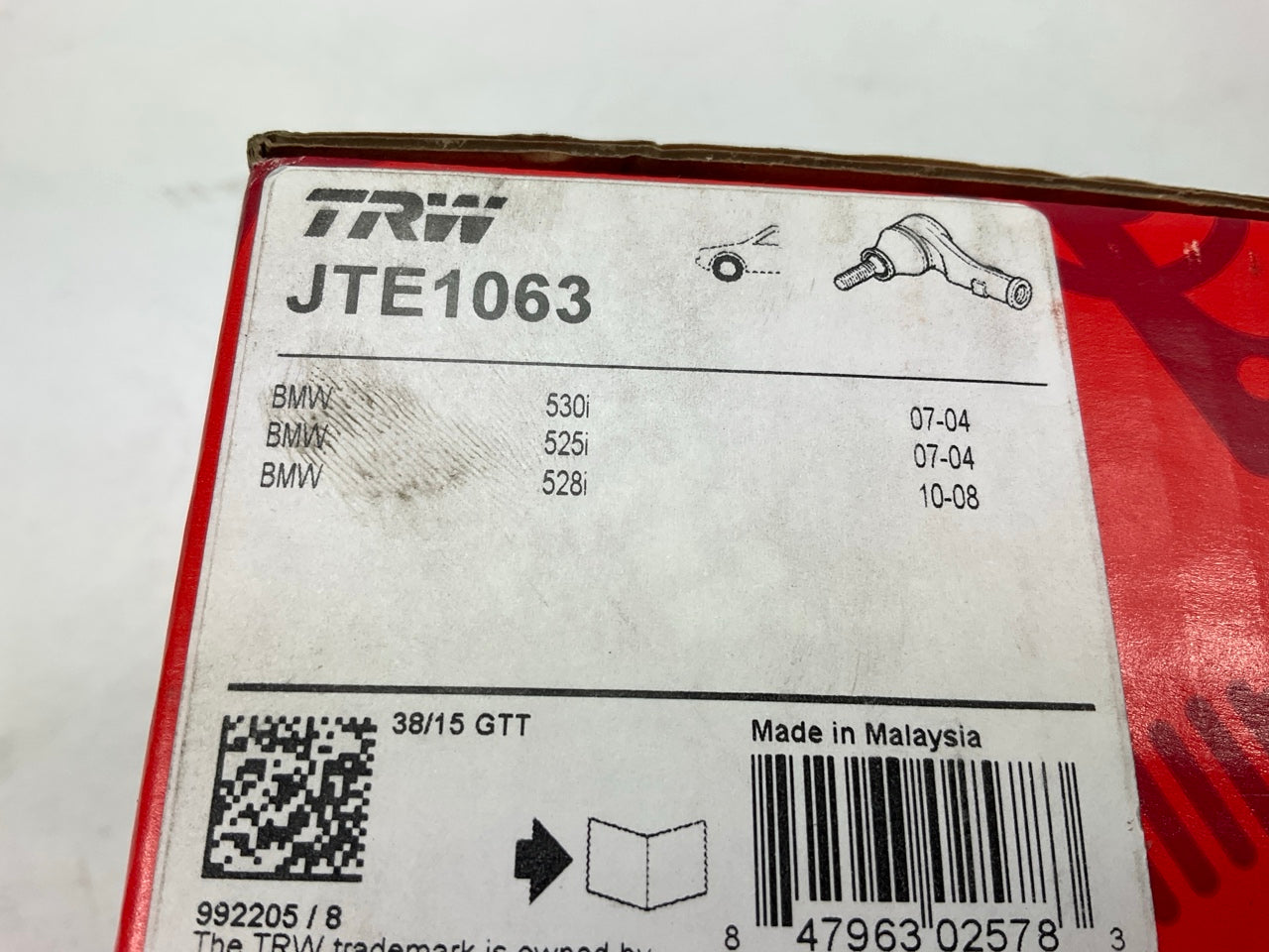 TRW JTE1063 Outer Steering Tie Rod End, Replaces 32106776946