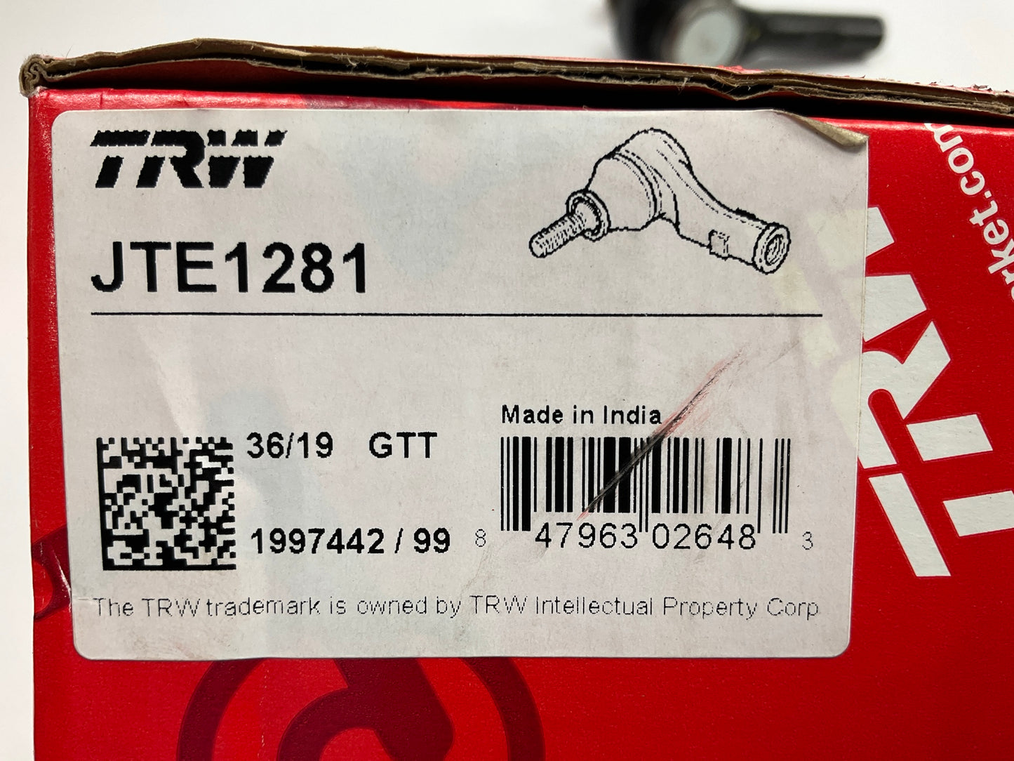 TRW JTE1281 Front Outer Steering Tie Rod End