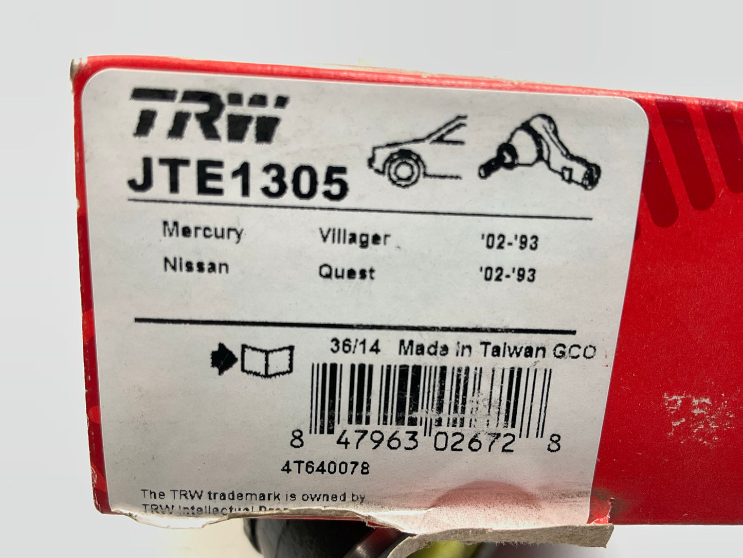TRW JTE1305 Front Outer Steering Tie Rod End