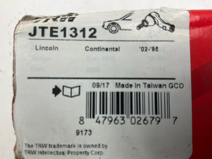 TRW JTE1312 Front Steering Tie Rod End 1991-02 Lincoln Continental, 1995 Contour