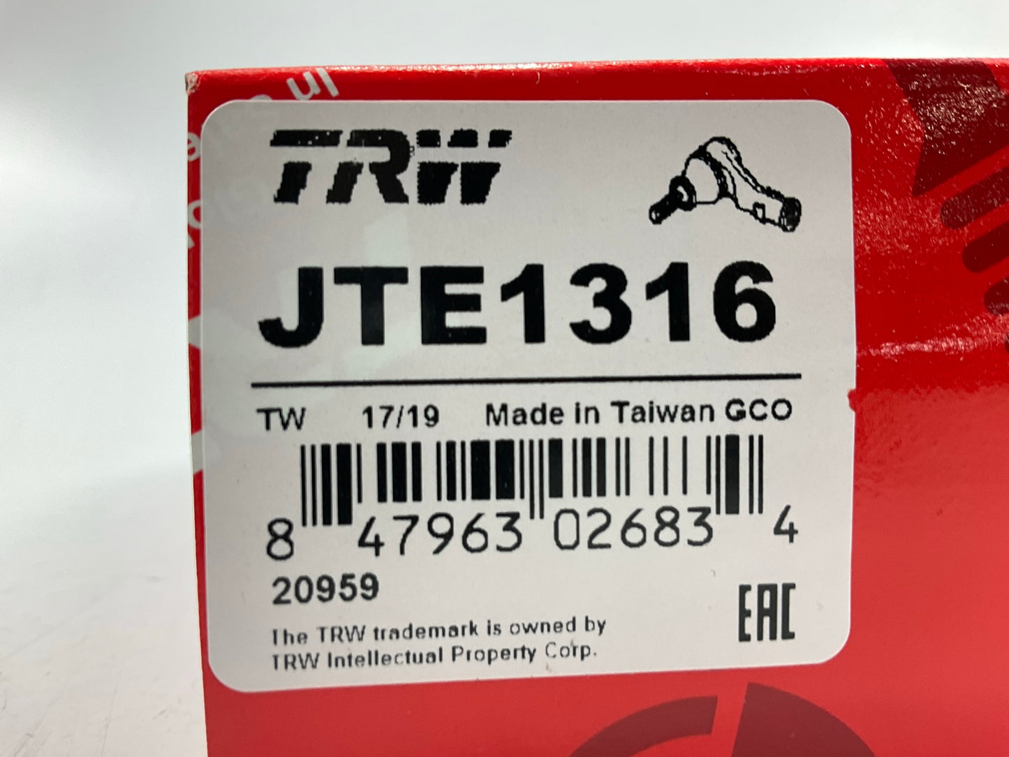 TRW JTE1316 Front Right Outer Steering Tie Rod End - 1993-1997 Ford F-250