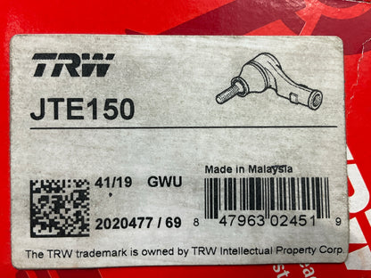 (2) TRW JTE150 Front Outer Steering Tie Rod End