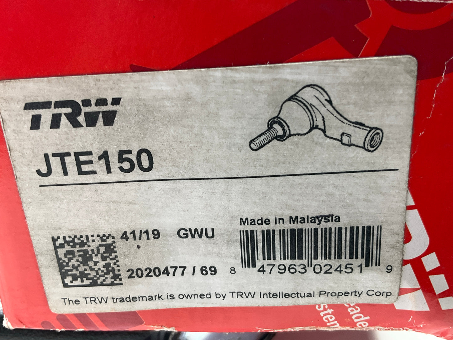 TRW JTE150 Front Outer Steering Tie Rod End