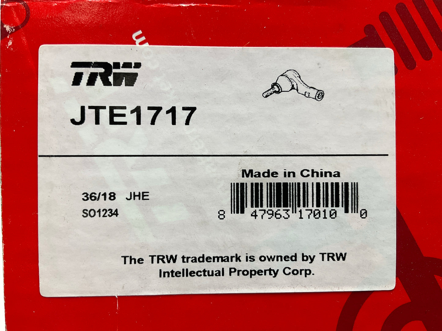 TRW JTE1717 Front Right Outer Steering Tie Rod End ES431R