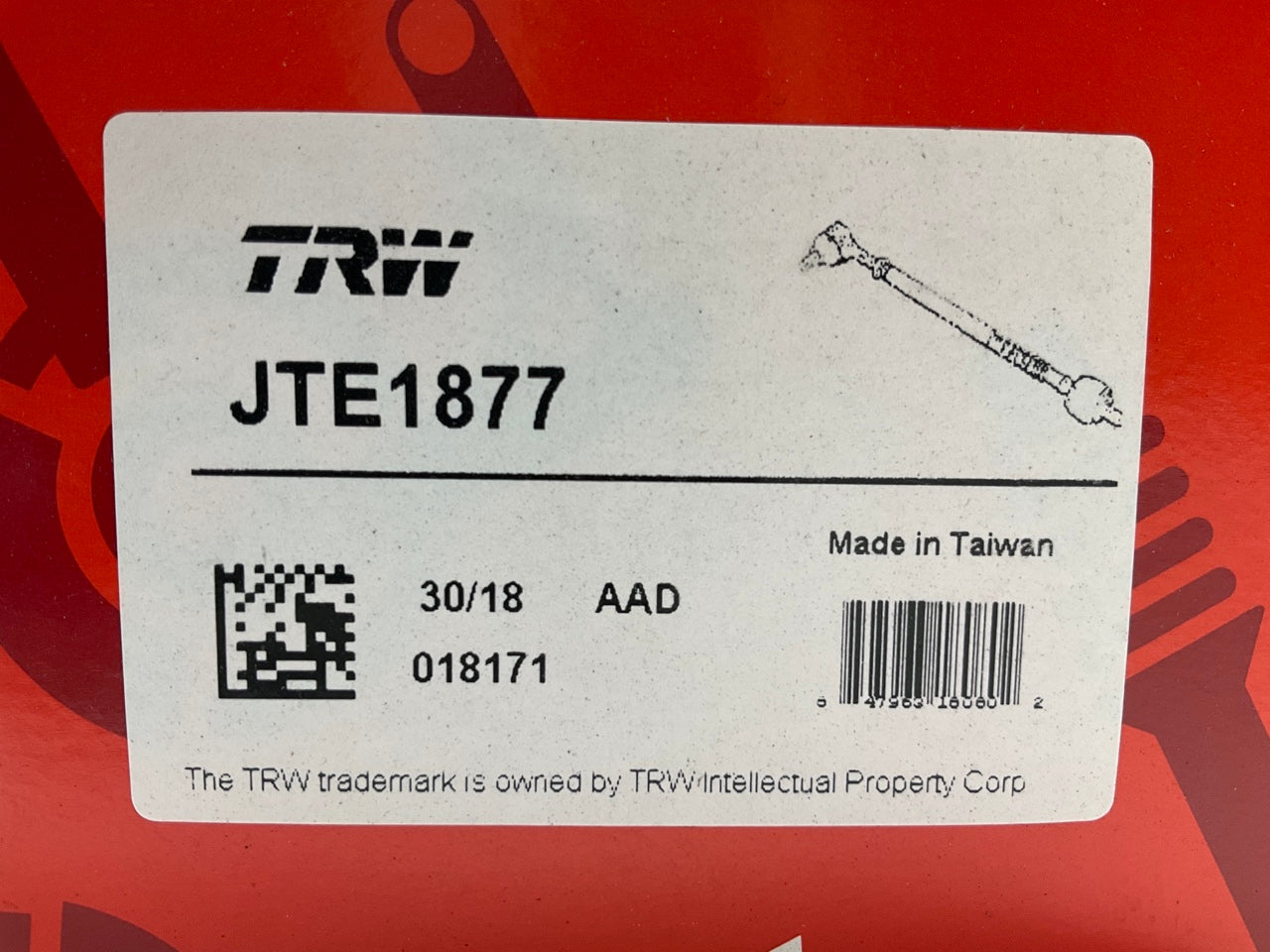 TRW JTE1877 Front Left Outer Steering Tie Rod End